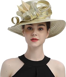 Sponsored Ad - LATIMOON Church Kentucky Derby Hats for Women Tea Party Bucket Bridal Hats Wide Brim Hat.