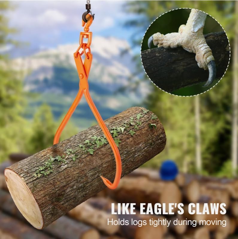 Log Skidding Tongs 32 inch 2 Claw Log Lifting Tongs Heavy Duty Rotating，Replacement for VEVOR
