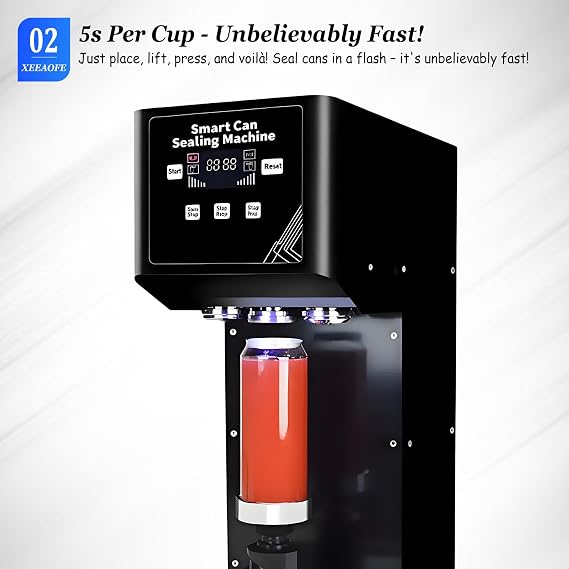 Automatic Can Sealing Machine, 415W Can Seamer Can Sealer with Intelligent Panel & Counting, 55mm Caliber Tin Can Sealer, Bottle Capping for Milk Tea Coffee Pop PET Cans 110V