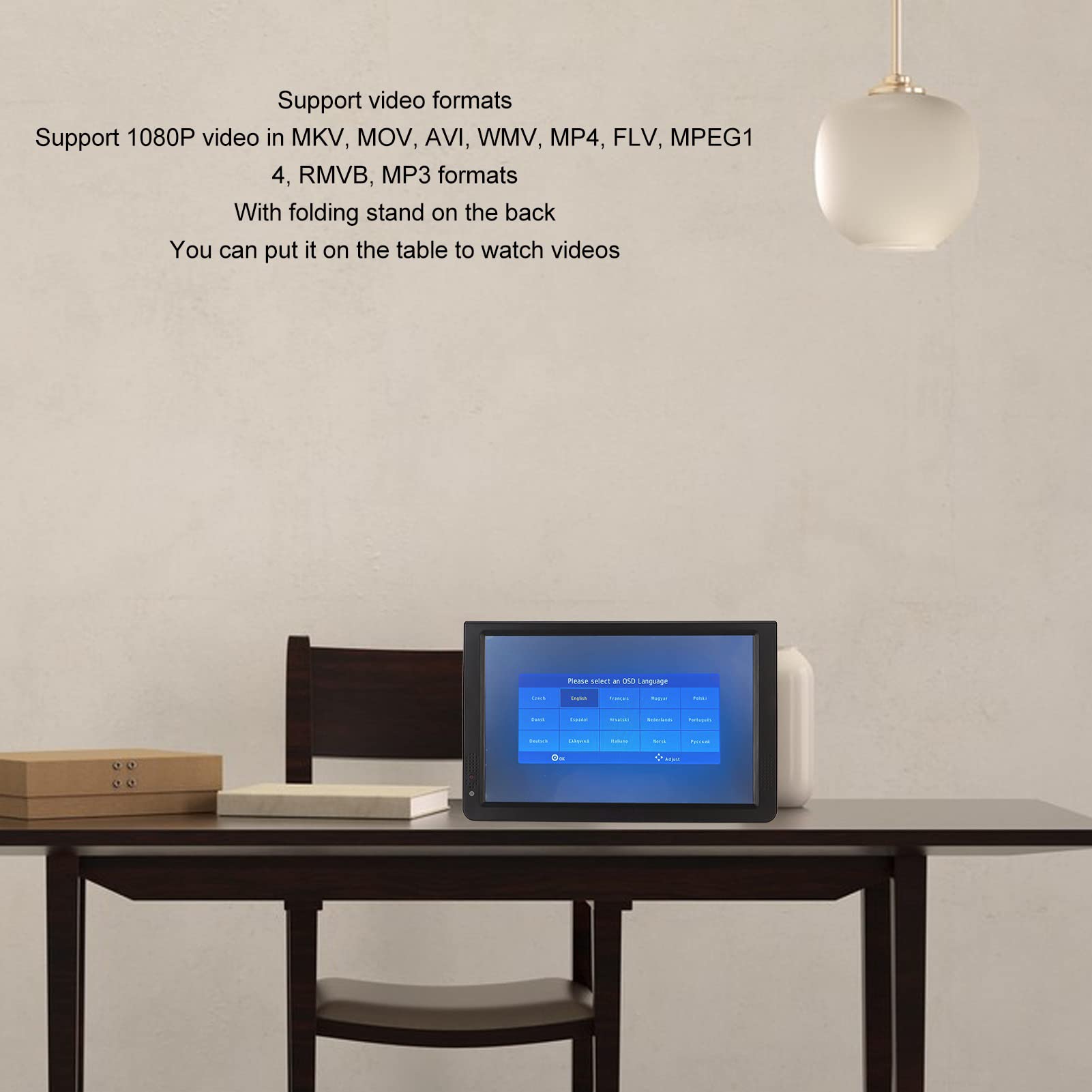 TV Portable 12 Pouces, Télévision Numérique ATSC Rechargeable 1080P TFT LED écran HDMI Lecteur Vidéo, Prise en HDMI, AV, USB, Entrée de Carte TF, pour la Maison, la