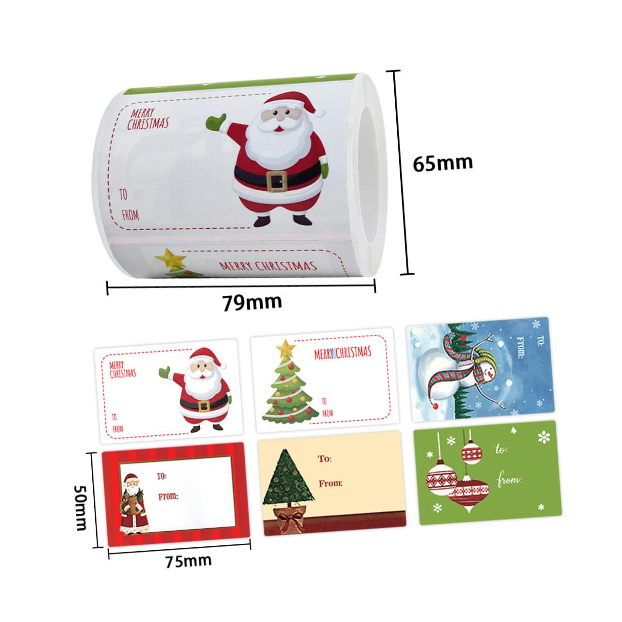 VILLCASE 8rotoli Adesivi Natalizi Rettangolari Per Scatole Stickers Decorativi Per Etichette Autoadesive Per e Confezioni Colori Accattivante