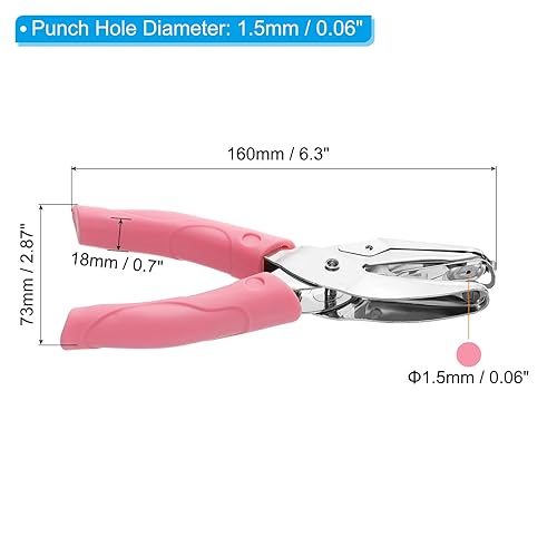Miniatura 2 de PATIKIL Perforadora de un solo agujero de 116 pulgadas, perforadora de mano con agujero circular de agarre suave, perforadora de papel de metal para