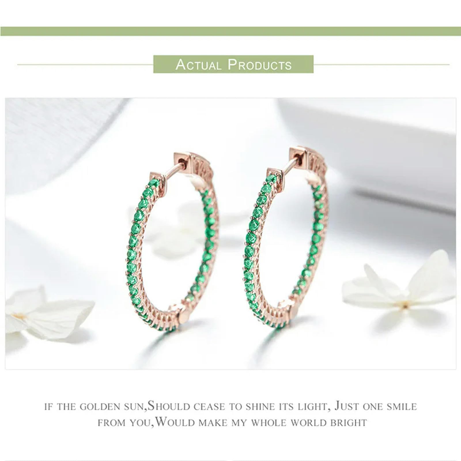 Pendientes Clásicos De Plata De Ley 925 Con Circonita Verde Redonda Para Mujer, Joyería De Compromiso Y Boda.