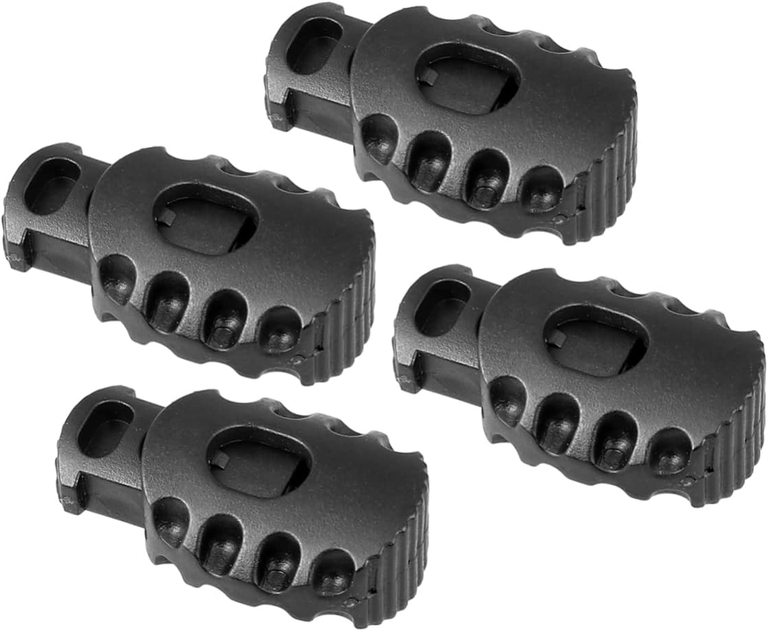 50pcs Elastic Drawstring Rope Cord Locks Clip Ends Black Plastic Toggle Spring Loaded for Camping Hiking