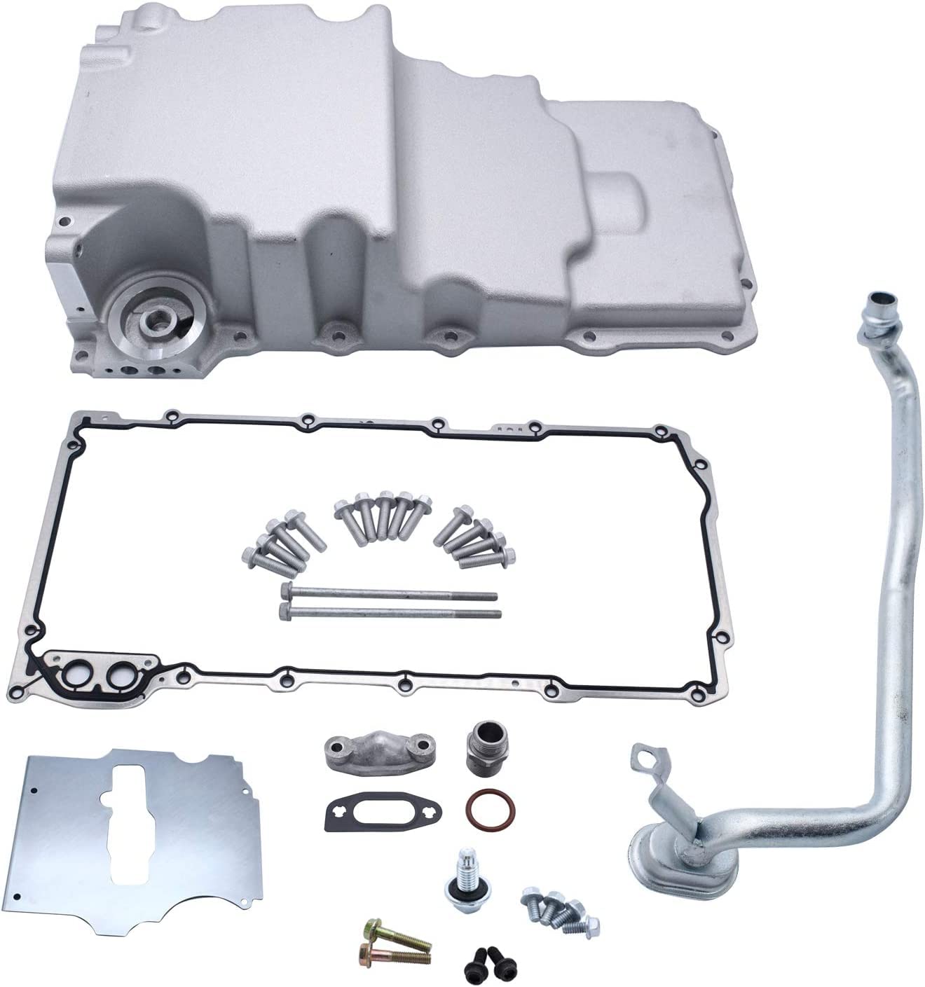 1 Set 302-2 Engine Oil Pan Aluminum,Satin LS Swap Retrofit Rear Sump Low Profile Oil Pan Conversion Kit Fits for Chevy Nova Camaro GM LS1 LS2 LS3 LS6
