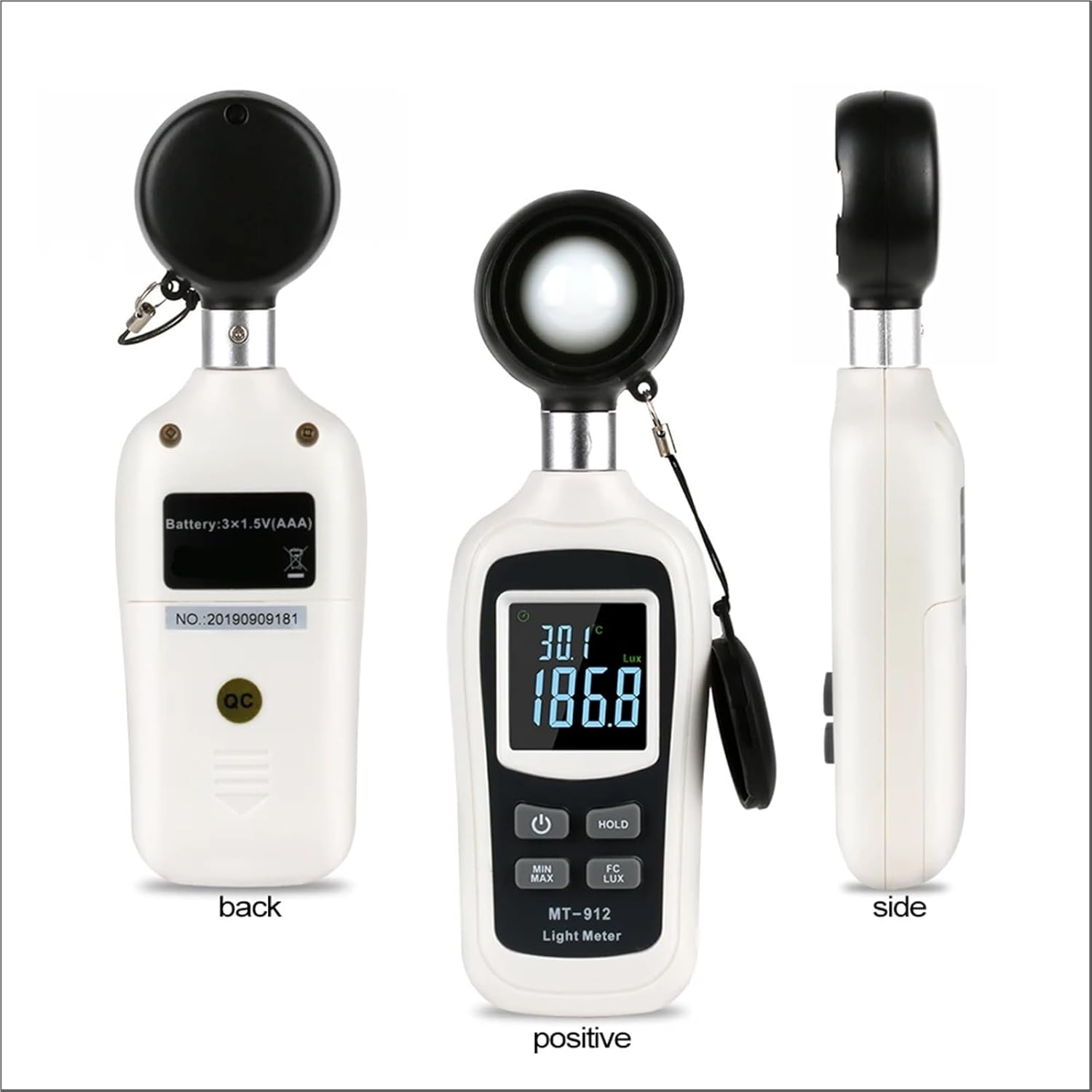 Light Meter, Digital Light Luxmeter Meter Temperature 0-20000 Lux Illuminometer Luminometer Photometer Lux/FC Tester,Light Meter Photography