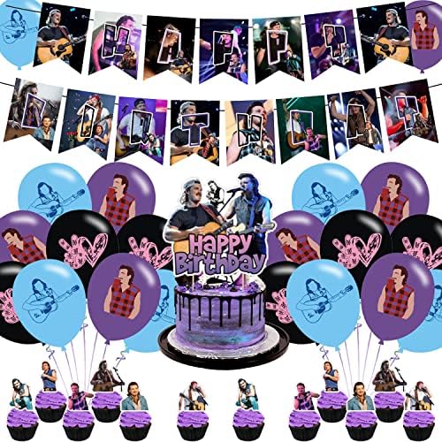 Morgan Singer Birthday Party Decorations,Music Themed Party Supplies for Kids Adults with Happy Birthday Banner Cake Topper Cupcake Toppers Balloons for Cartoon Music theme