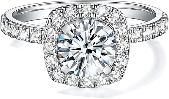 IMOLOVE Moissanite Halo Engagement Ring