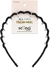 Scünci Zig Zag Headband, No-Slip, Fabric-Covered Frame, Black | Wide-tooth black headband with a comfortable, headache-free grip, lightweight at 0.01 ounces and 5.25 inches wide