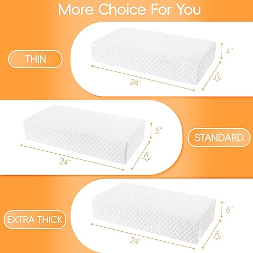 Miniatura 6 de TOPPURE Cubo - Almohada de espuma viscoelástica para personas que duermen de lado almohada extra gruesa de 24 x 12 x 6 pulgadas almohada cervical