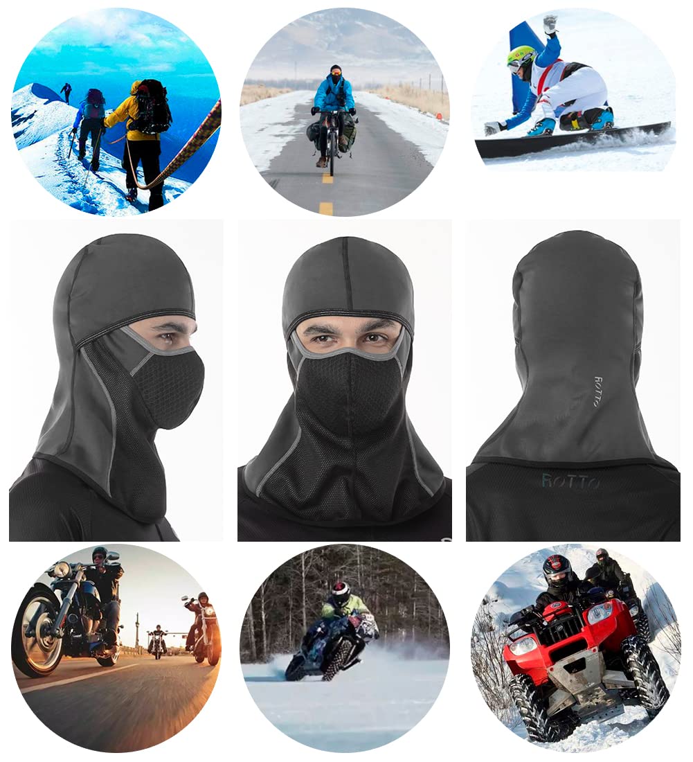ROTTO Balaclava Face Mask for Motorcycle Motorbike Cycling Winter Full Face Masks Thermal Polar Fleece for Men Women — view 4