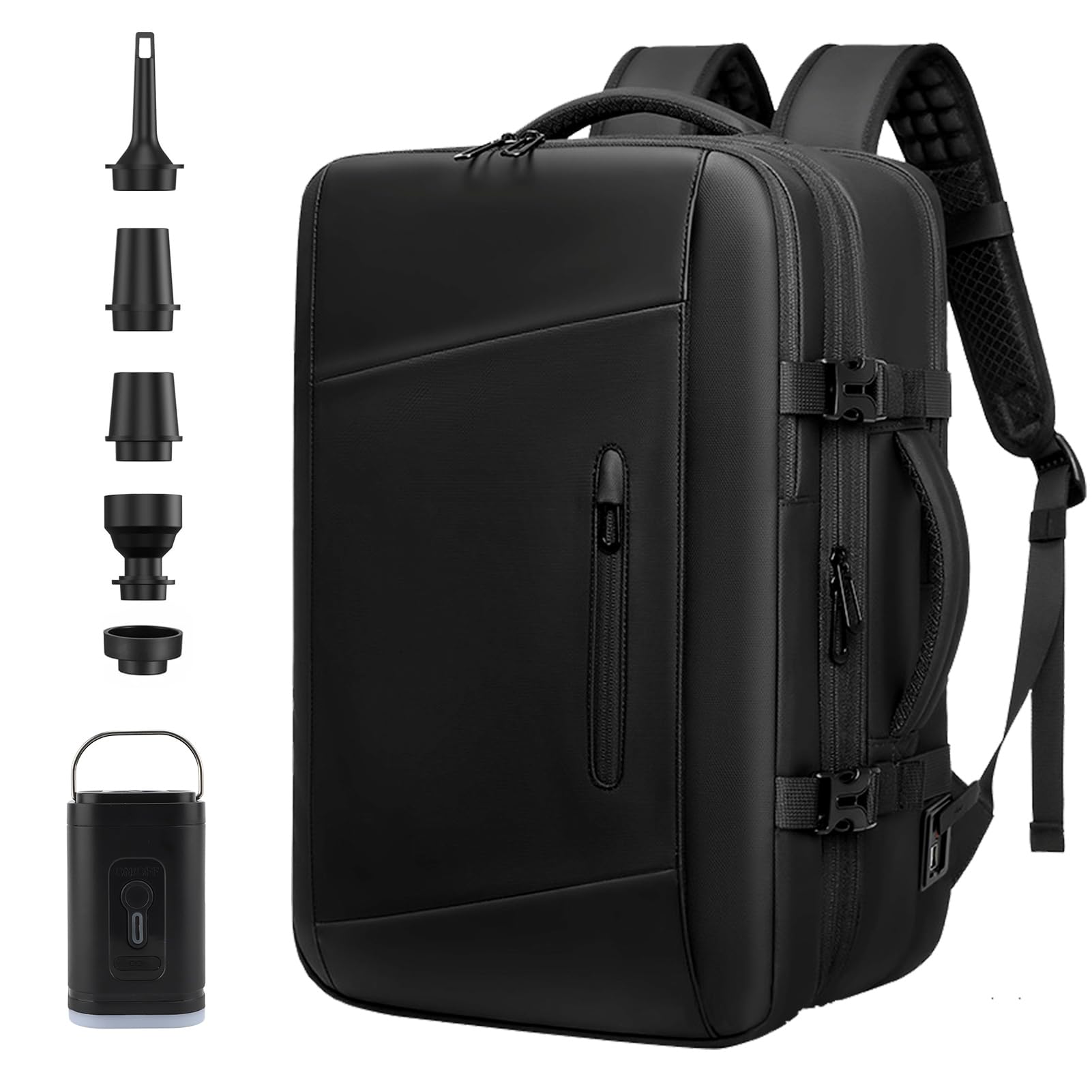Mochila de viaje al vacío de 60 L, expandible, bolsa de compresión al vacío con bomba de aire, puerto de carga USB, resistente al agua, antirrobo, #211