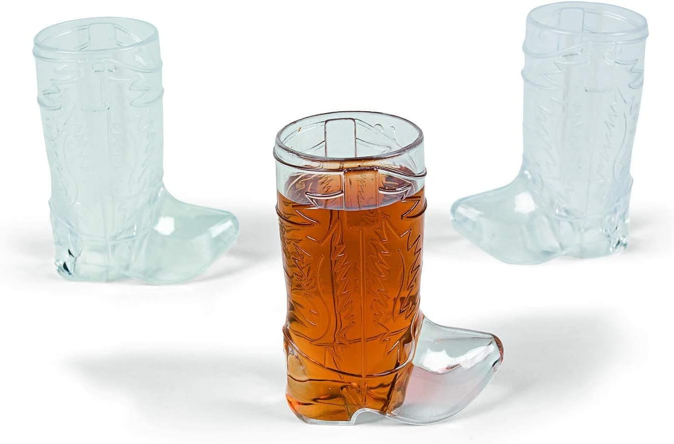 Plastic Mini Cowboy Boot Shot Glasses Western Birthday Supplies