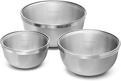Caraway 6-Piece Stainless Steel Mixing Bowl Set with Glass Lids