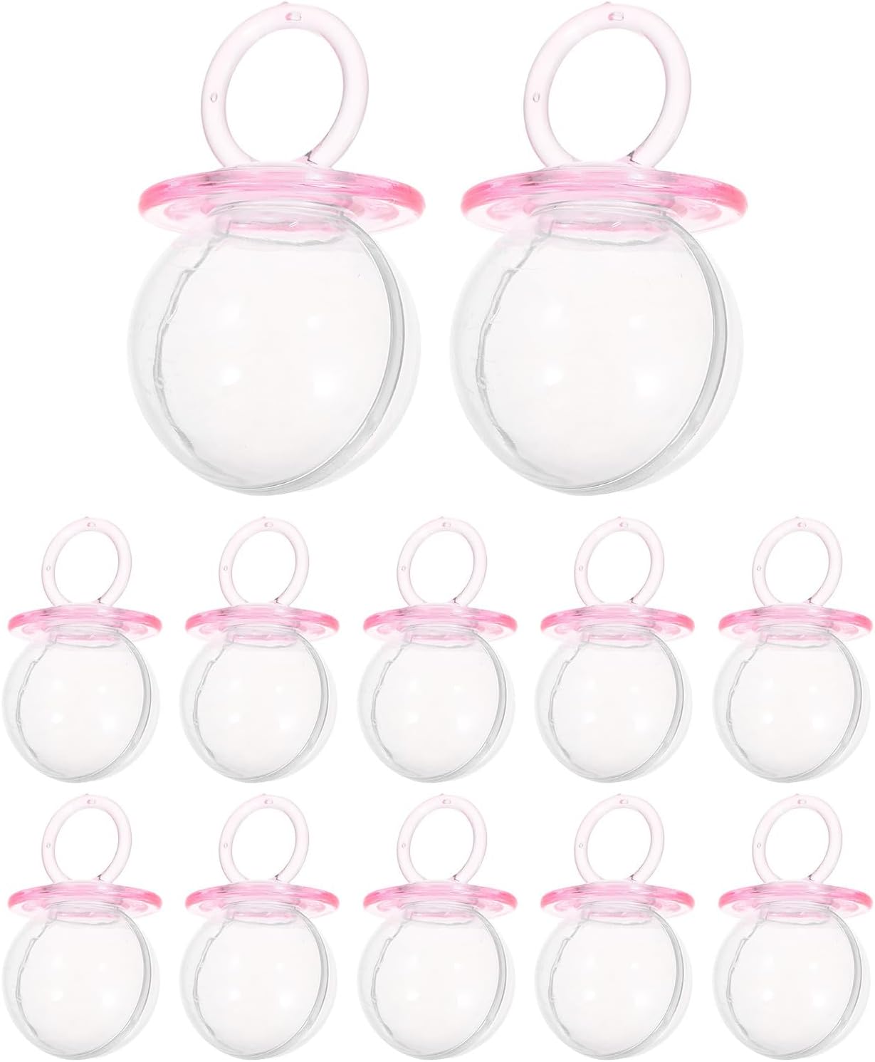 iplusmile 12pcs Pink Pacifier Candy Boxes Plastic Mini Party Favor Boxes for Shower Gender Reveal Decorations Goodies Treat Containers