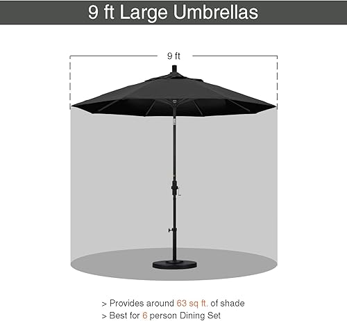 Vista 58 de Sombrilla California Umbrella de 9 pies, de olefina, con inclinación automática y mástil de aluminio bañado en bronce, Rojo, Rojo