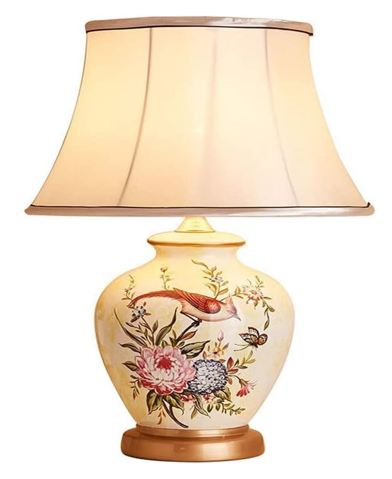 HYHDDM Chinese Style Ceramic Table Lamp, Modern Simple American Rural Vase Bedside Desk Lamp for Study Indoor Decoration