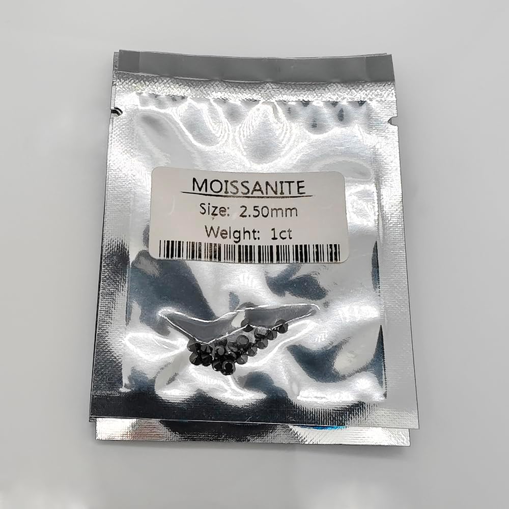1.0ct / Pack Small Sizes From 0.8mm to 3.0mm Black Moissanite Loose Stones 3EX Round Cut Positive Pass Diamond Tester