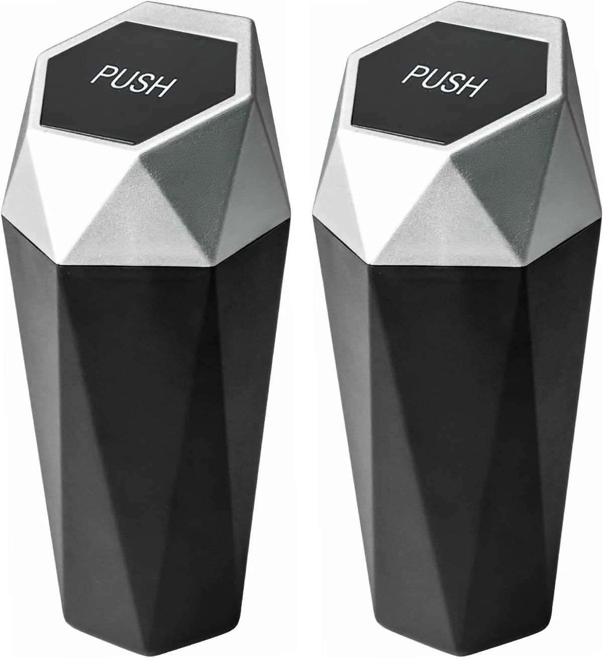 2.0 liters ABS Mini Car Trash Can with Lid, Diamond Design, 2 Silver