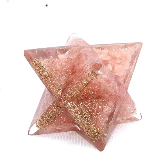 Miniatura 3 de Jet Auténtico cuarzo rosa grande de 4 pulgadas, piedras preciosas de Merkaba, mezcla de cobre y metal, energía positiva curativa rara, tetraedro