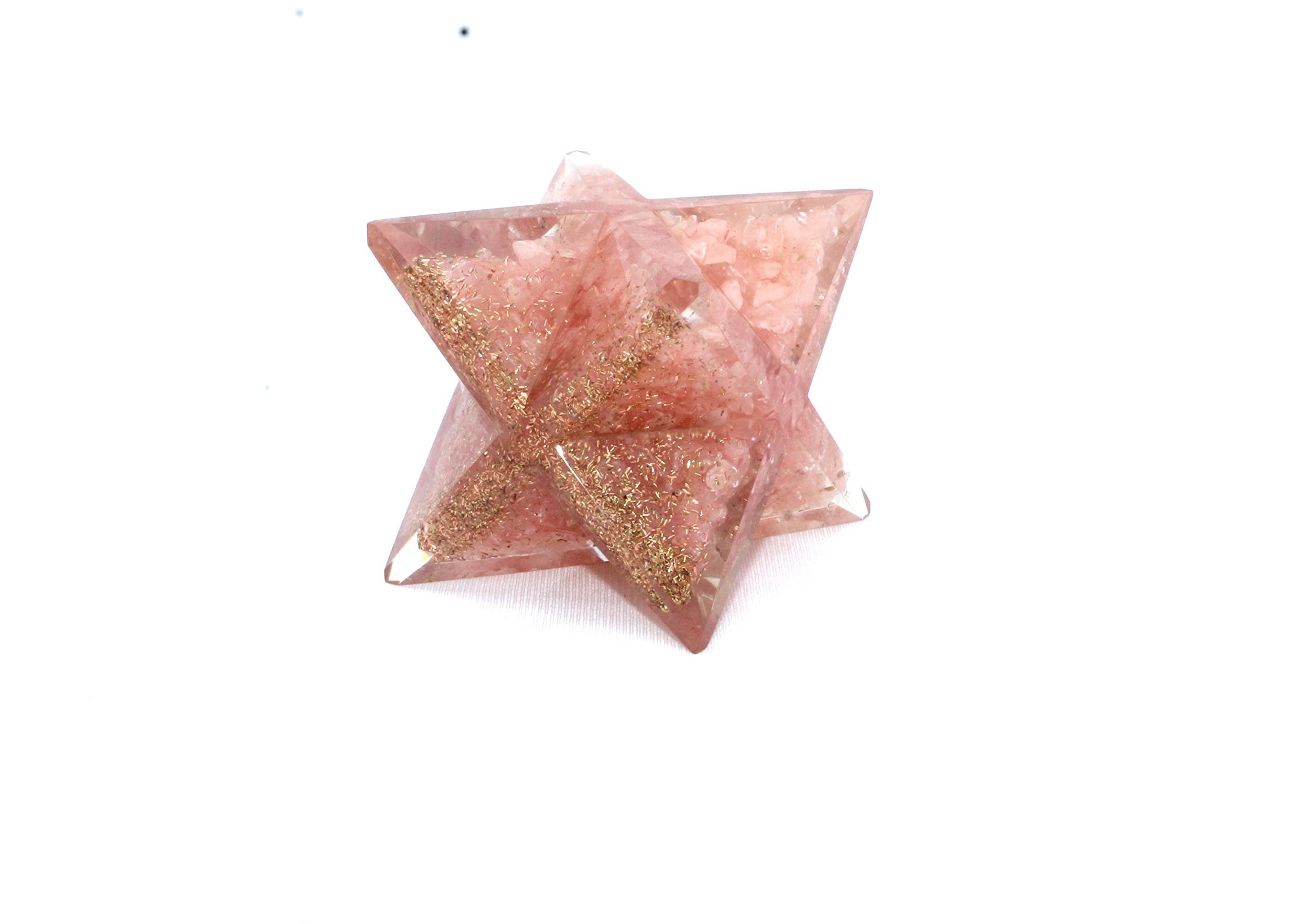 Jet Lovely Genuine Rose Quartz Orgone Merkaba 4 Inch Huge Large Crystal Gemstones Copper Metal Mix Rare Healing Positive Energy