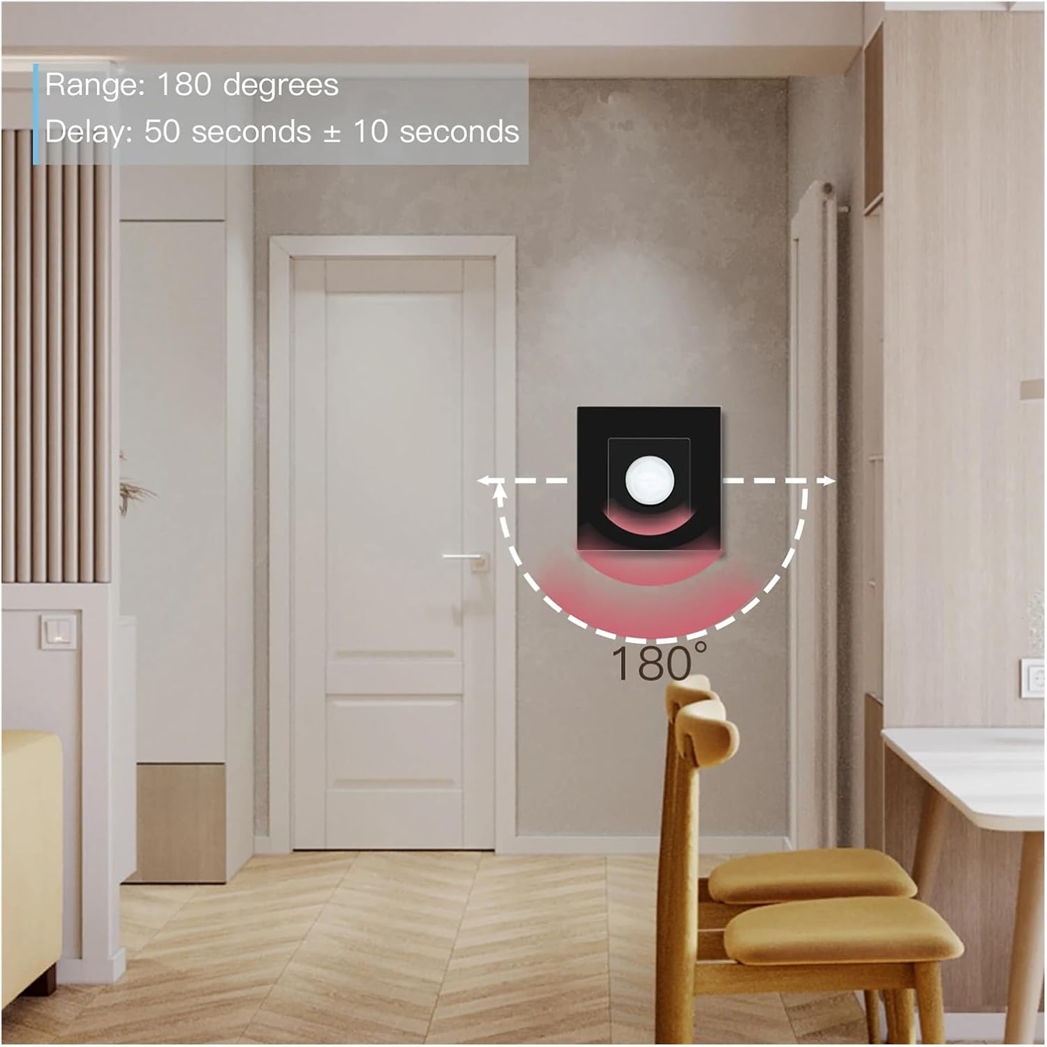 PIR Infrared Motion Body Sensor Switch Motion Sensor Glass Mechanical Wall Mounted Switches EU Standard LED Light Switches(White)