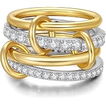 Stackable Gold Rings for Women Interlocking Ring Stack Set
