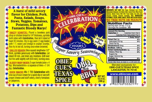 Obie-Cue's Celerbration Seasoning 13.6oz - Image 2