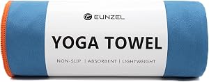 Hot Yoga Towel Non-Slip Yoga Mat Towel Ultra-Absorbent Microfiber Towel for Hot Yoga, Pilates，Bikram and Workout 26.5"x 72", Navy/Orange