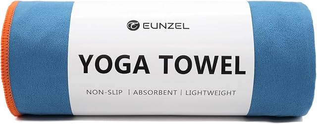 Hot Serviette de yoga Nappe de yoga non-lipe Serviette ultra-absorbante Serviette en microfibre pour le yoga chaud, Pilates, Bikram et l'entraînement 26.5x 72", Marine/Orange