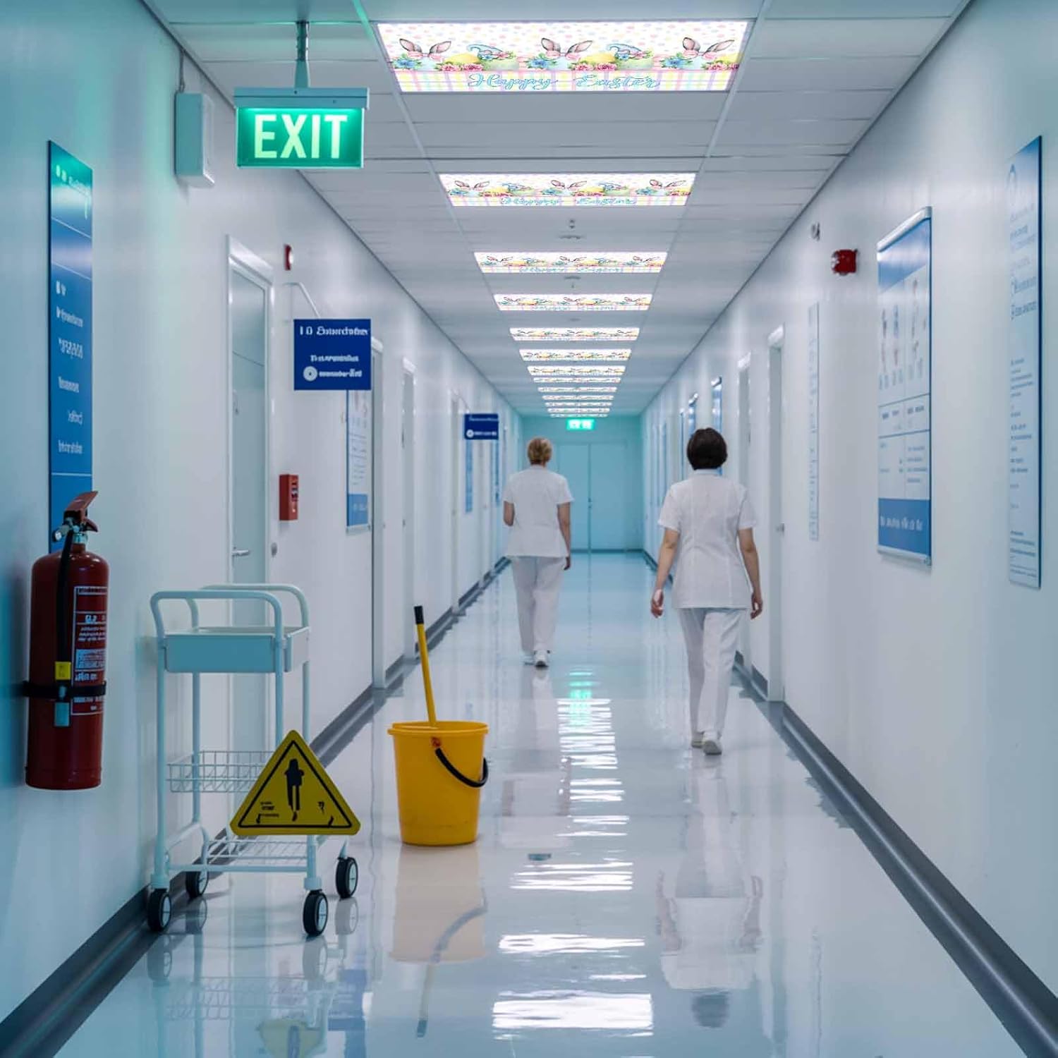 2x4 ft Fluorescent Light Cover for Ceiling Happy Easter Spring Flower Eggs Magnetic Light Filters, Rabbit Colorful Polka Dot Ceiling Lampshades for Home School Office 4Pcs