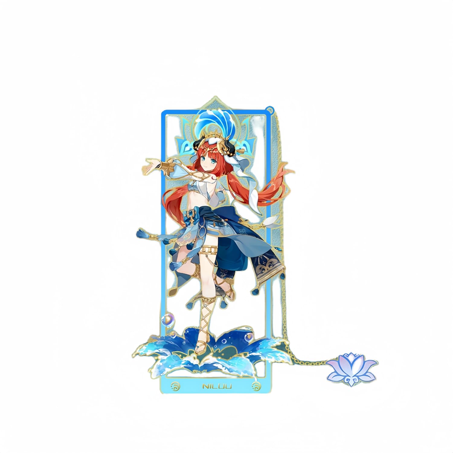 1PC Genshin Impact Characters Metal Bookmark Game Bookmark with Chain for Game Fans (Nilou)