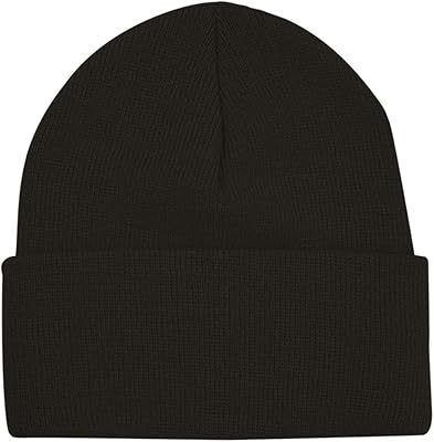 Bayside 3825 - USA-Made 12 Inch Knit Beanie with Cuff Black
