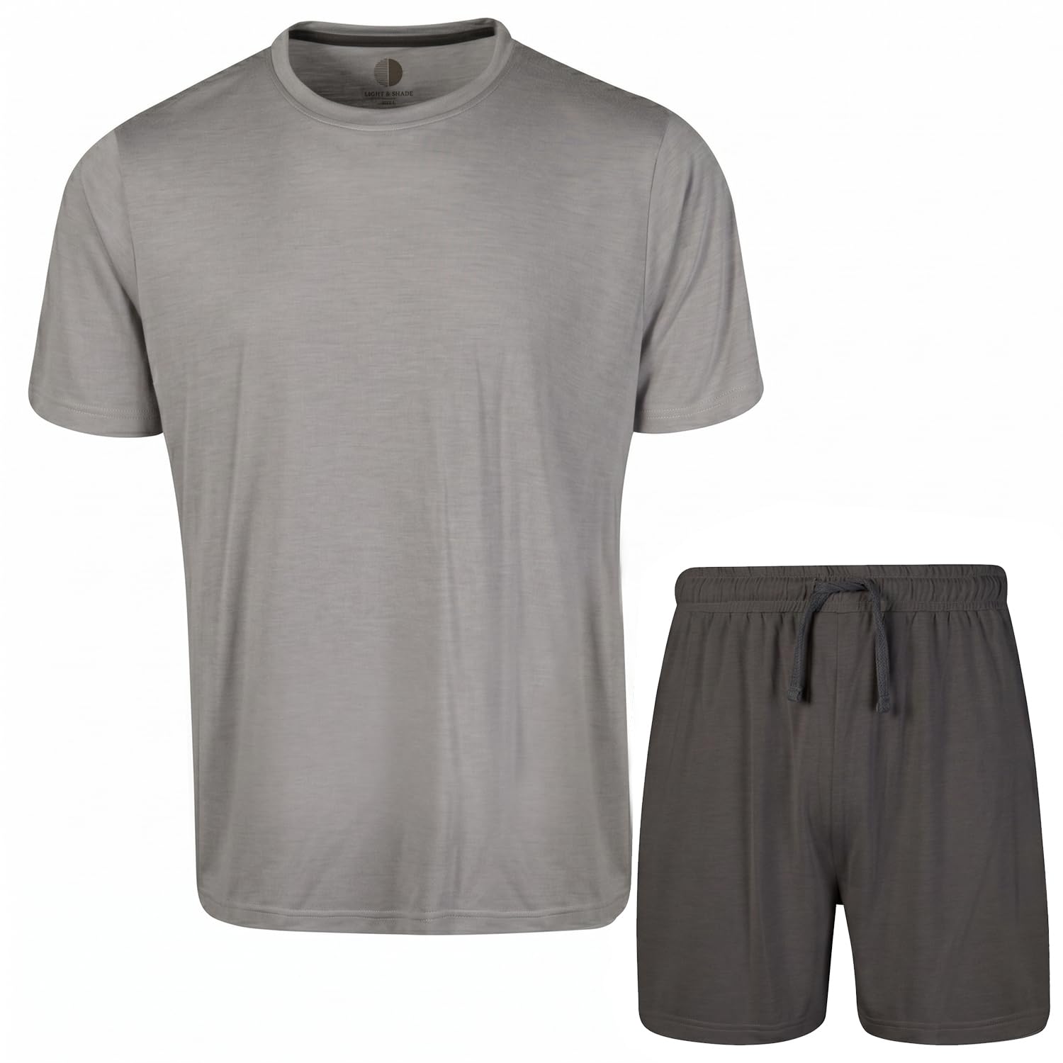 Light & Shade Conjunto Hombre Algodón Loungewear – Pijama con Camiseta y Pantalón Corto, Ropa Dormir Ligera Transpirable con Cordón Verano