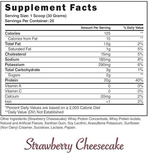 Miniatura 2 de Steel Supplements Whey-Pro  Polvo de proteína de suero de leche 100% pura para hombres y mujeres  Tarta de queso de fresa  Ganancia muscular y