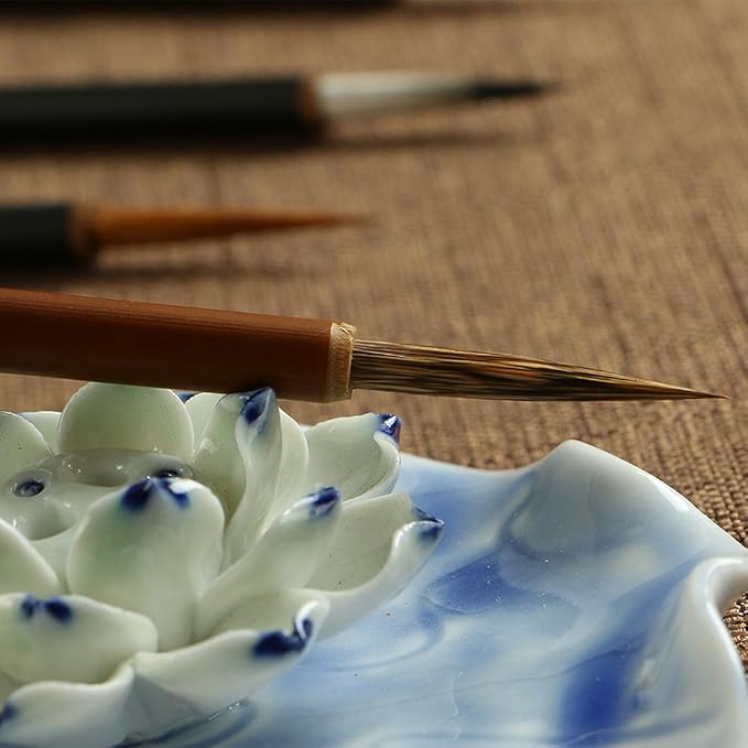 Set de 4 pinceles para pintura china TIUSUTA para dibujo de líneas de flores y pájaros miniatura 3