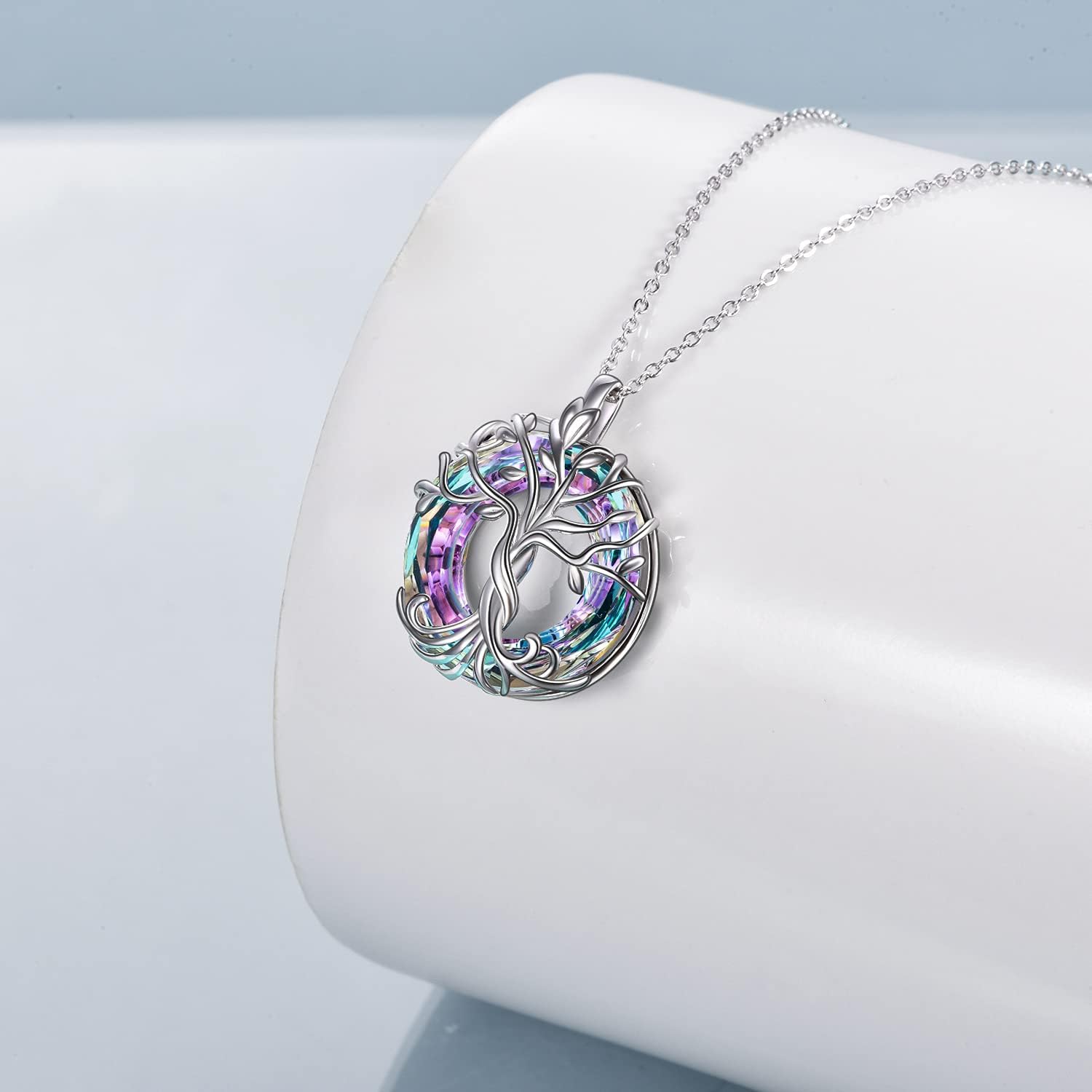 TOUPOP Tree of Life Necklace Gifts for Women 925 Sterling Silver Family Tree Pendant with Austrian Crystal Birthday Jewelry Mothers Day Gifts for Mom Wife Her