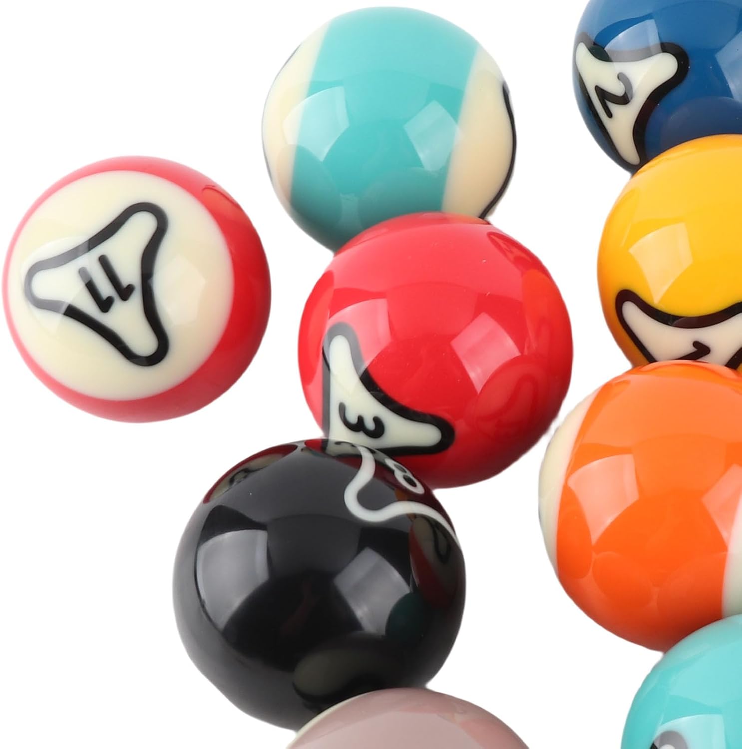 16Pcs Billiard Balls Set Pool Balls US Style Billiard Ball Set Resin 57.2mm Standard Size High Contrast Colors Weighted Balanced for Tournament Practice Professional Games Gift