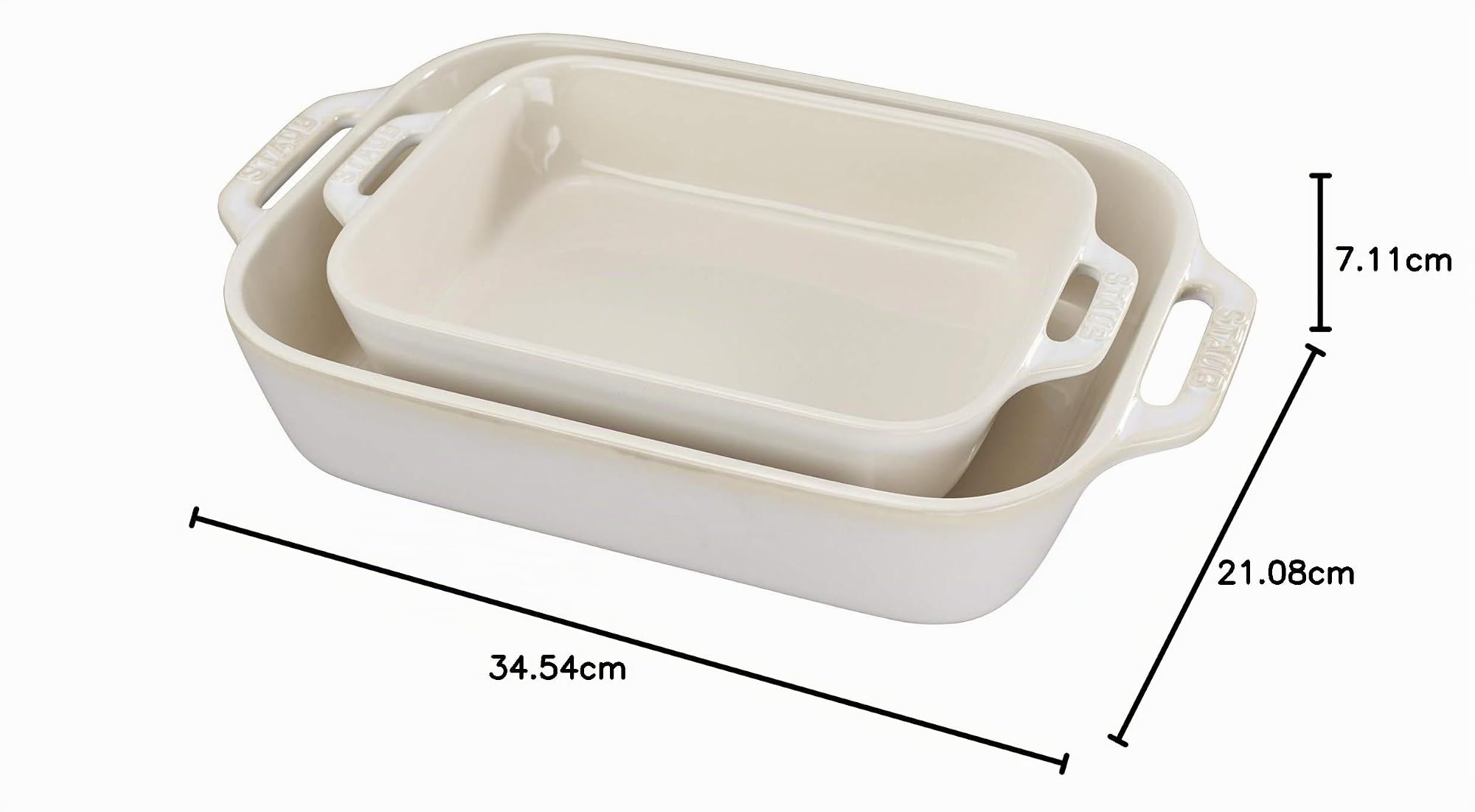 STAUB Keramik-Auflaufformen-Set, rechteckig, 2 Stück, rustikales Elfenbein