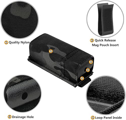 Miniatura 35 de KRYDEX Bolsa de pistola sola/doble Mag, bolsa de nylon 0.354 in para revista con inserto de bolsa de revista de liberación rápida Bolsa Mag