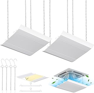 Shimeyao 2 Set Air Vent Deflector Adjustable Square Ac Vent Deflector Ceiling Air Conditioner Windshield Accessory for Central Conditioner Windshield (17.7 Inch)
