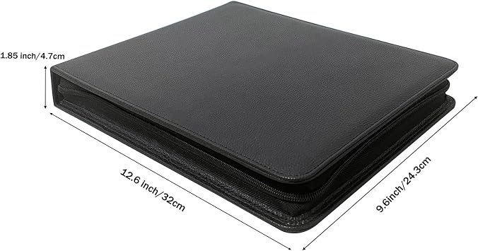 LLi Cufite 3 Rings Check Binder for End-Stub Deskbook Checks, Zipper Business Check Binder, 3 on a Page, Fit 3 & 9 Holes Check Faux Leather (9.5 x 12.6) (Black)