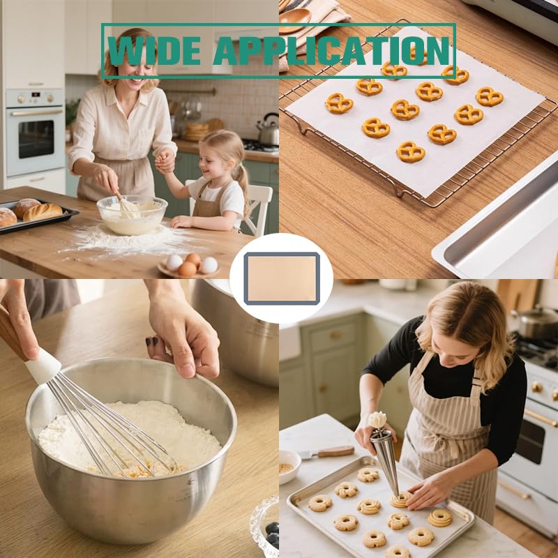 Lot de 2 Tapis de Cuisson Silicone 42x29.5cm Gris, Feuille de Cuisson Réutilisable Antiadhésive pour Four et Pâtisserie, Alternative au Papier Sulfurisé, Idéal pour Macarons, Biscuits et Pain - 5