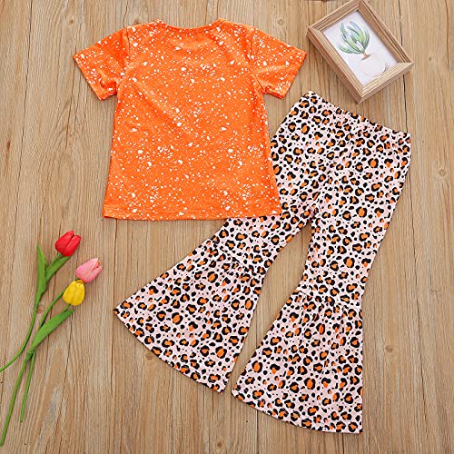 Toddler Baby Girl Short Sleeve Letter Print T-Shirt Top Floral Bell Bottom Pants 2Pcs Spring Summer Outfit3