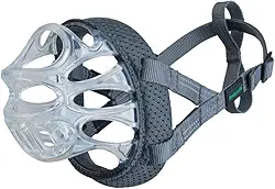 Focinheira para cães Baskerville INVISA Basket - Design humano patenteado com visibilidade facial, faixa de nariz acolchoada, calça de cachorro e bebida, evita mordidas e eliminações. Focinheira para