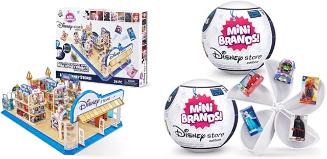 5 Surprise 77267 Disney Brands Toy Store Playset with 2 Exclusive Minis Collectible & Mini Disney Brands Series 1 Mystery Capsule Genuine Disney Mini Brand Collectible Toy by Zuru (2 Pack)