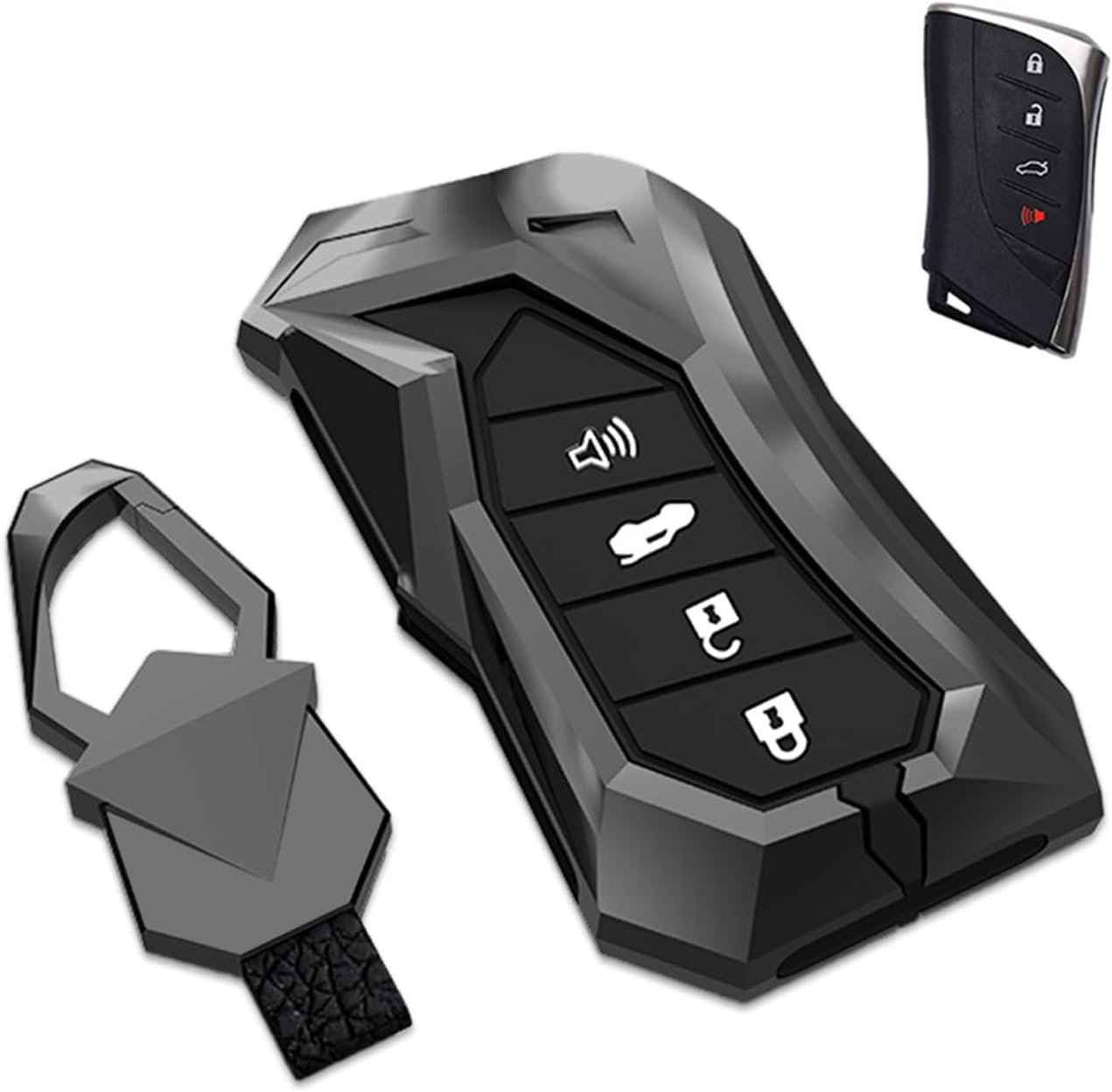 Zinc Alloy Key Fob Case Cover Shell Compatible for Lexus ES250 ES300h ES350 GX550 LC500 LC500h LS500 LS500h LX600 NX250 NX350 NX350h NX450h+ RX350 RX350h RX450h+ RX500h(Gray)