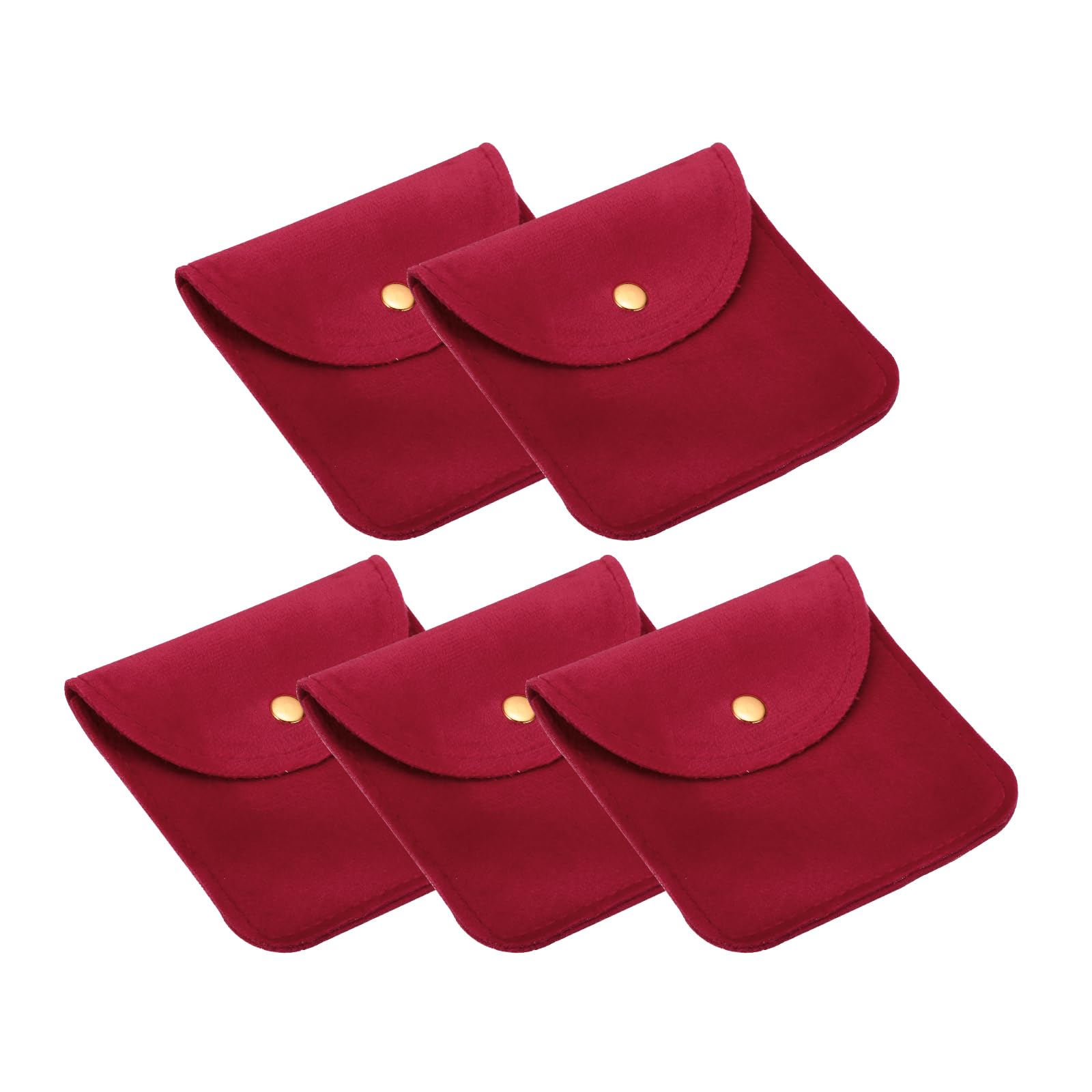 Bolsas de terciopelo rojo con botón metálico para guardar collares y anillos