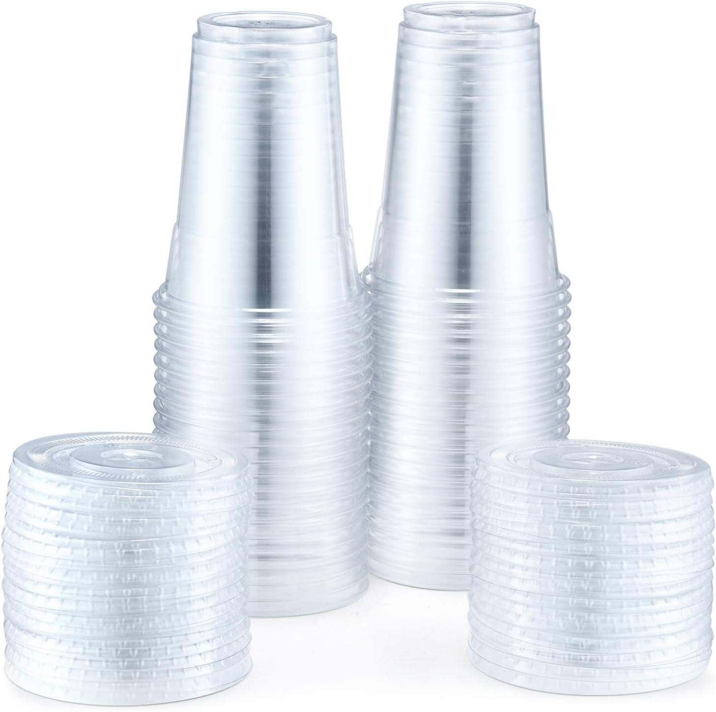 Amazon Eupako 16オンス 透明プラスチックカップ 蓋付き 100セット 使い捨てプラスチックカップ フラット蓋付き コールドドリンク カップ スムージーカップ 使い捨てアイスコーヒーカップ Eupako 使い捨てドリンクカップ 通販