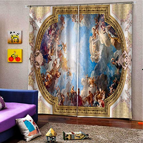 Minyose European 3D Curtains Angel Design Curtains For Living Room Bedroom Decoration Curtains 2 Panel/Set (W) 86X(H) 83 Inch #TOP2